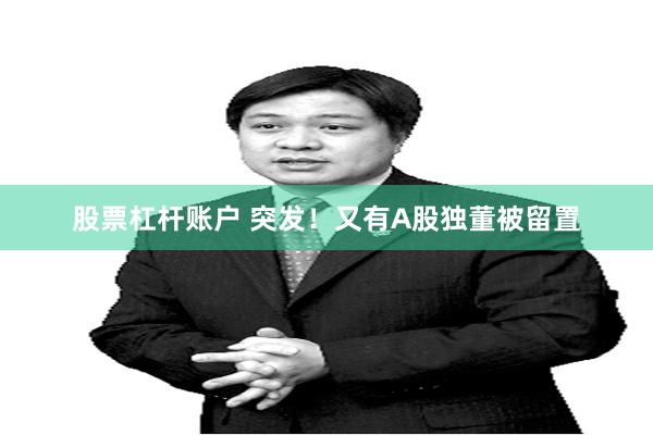 股票杠杆账户 突发！又有A股独董被留置
