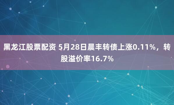 黑龙江股票配资 5月28日晨丰转债上涨0.11%，转股溢价率16.7%